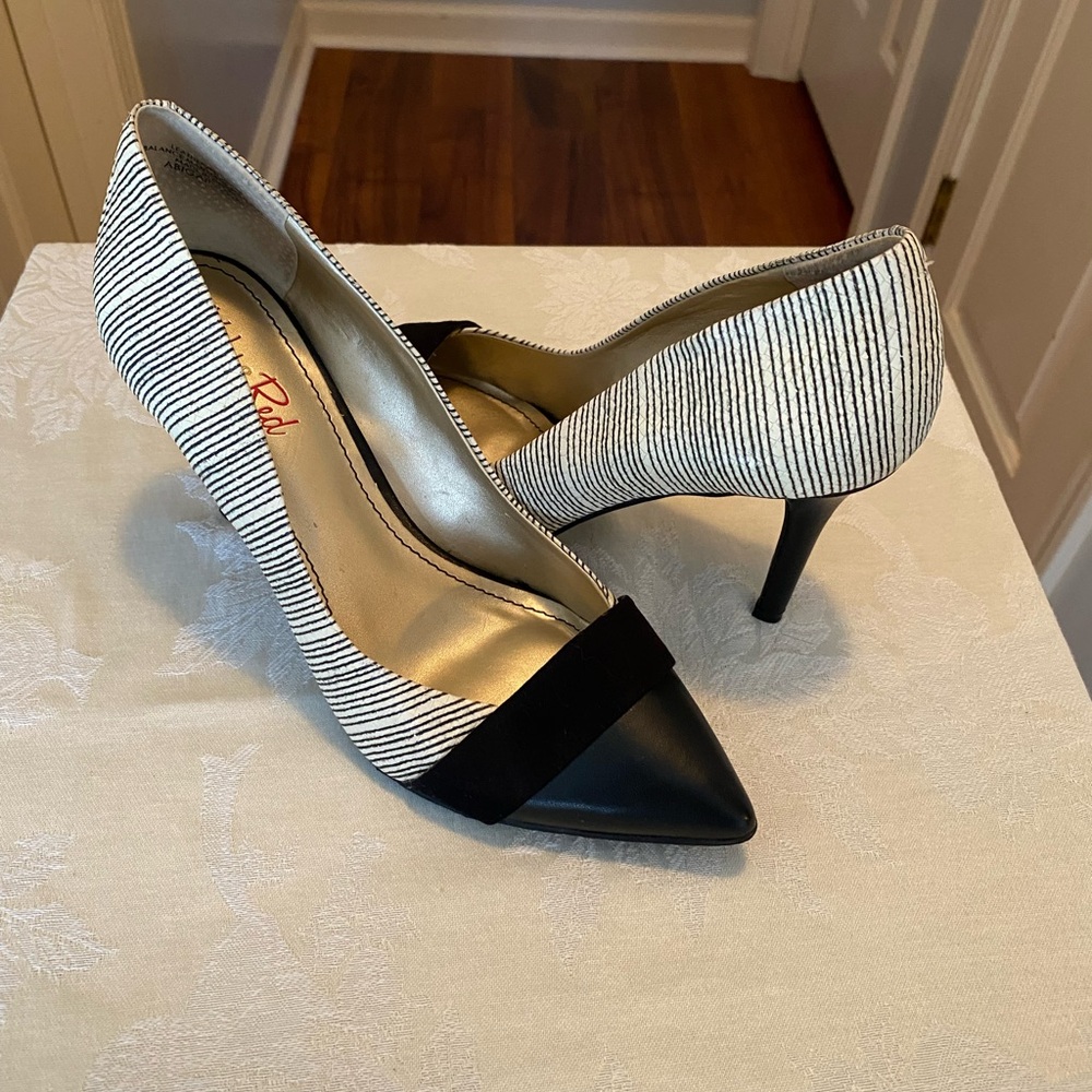 Elegant Striped Black and White Heels